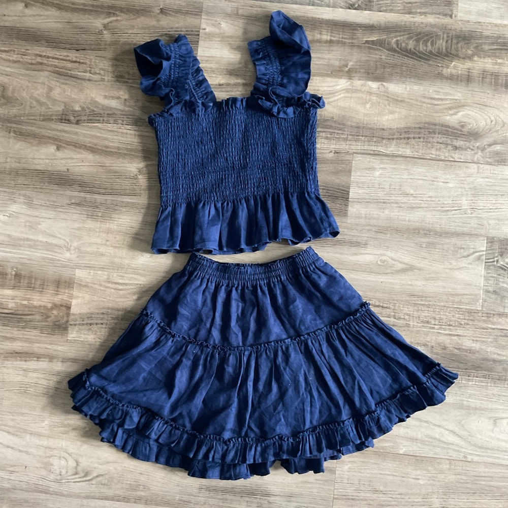Hill House Navy Linen Paz Skirt and Top, small - Picture 2 of 3